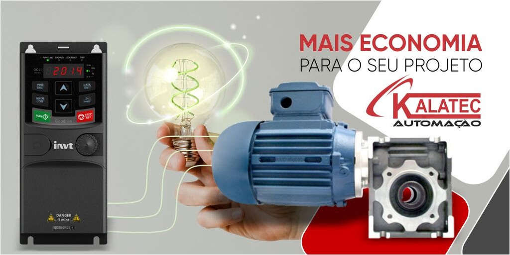 banner Kalatec sobre economia de energia com o uso de conversor de frequência