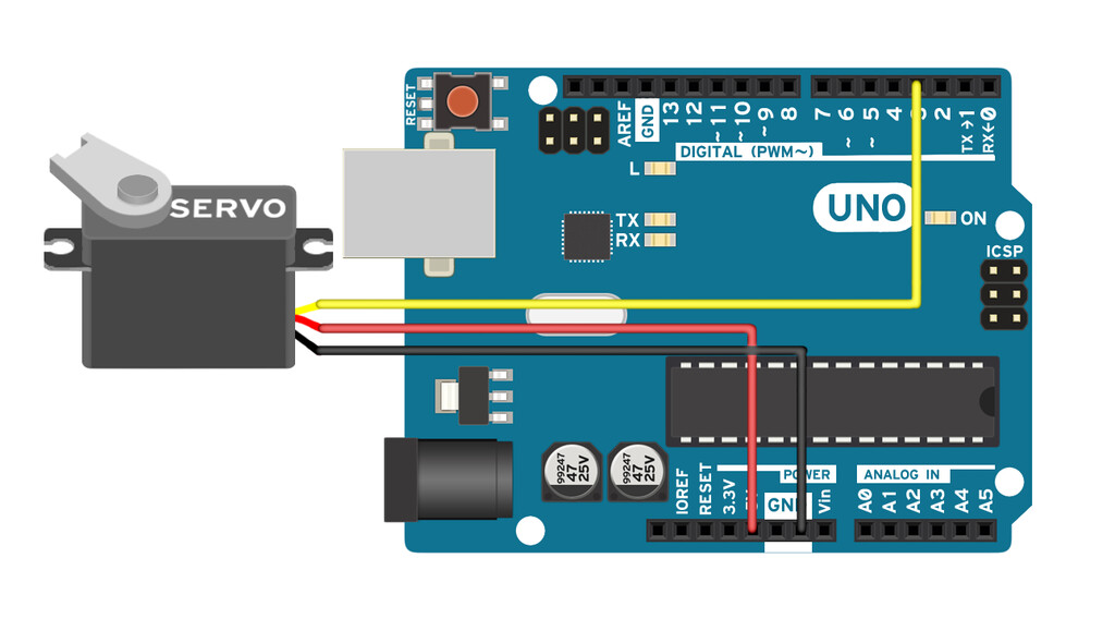 imagem ilustrativa dos componentes para controlar servo motor com arduino