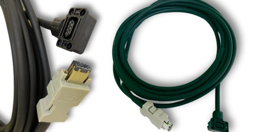 Cabo de Encoder Blindado dos Servos Motores IMS mostrando a conectorização.