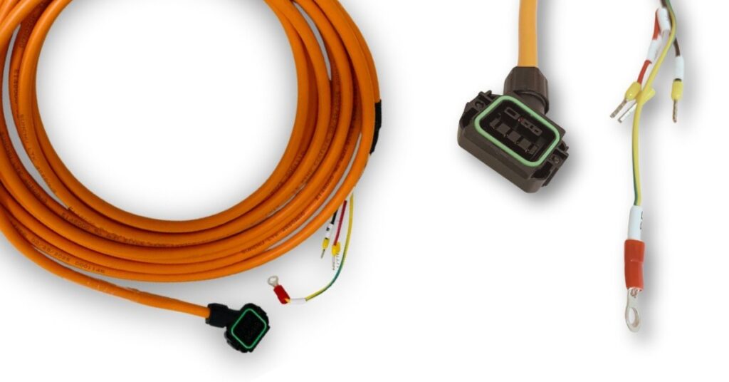Cabo de Potência dos Servos Motores IMS mostrando a conectorização.